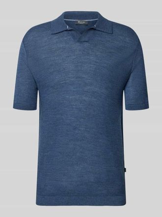 Maerz MAERZ Muenchen Slim Fit Poloshirt aus Schurwolle mit Strukturmuster in Jeansblau, Gr&ouml;&szlig;e 48
