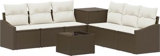 vidaXL Juego De Sof&aacute; 8 Uds. Marr&oacute;n Y Crema Blanca Vidaxl
