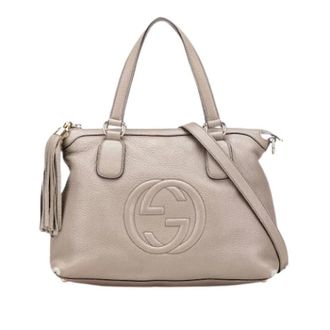 Gucci Pre-owned Soho Working Satchel - Dames - Pre-owned - Beige - Maat: ONE Size Leer