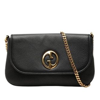 Gucci Pre-owned Vintage Double G Schoudertas - Dames - Vintage Schoudertas - Zwart - ONE Size - Leer - Vintage