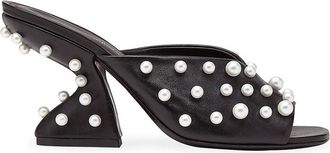 Ferragamo Ferragamo Sansu Pearly-Stud Slide Sandals, Size 7 C