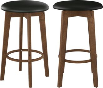 Rendez-Vous D&eacute;co Set de 2 sillas para isla de cocina en cuero sint&eacute;tico negro 66 cm