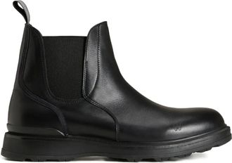 Woolrich elastic-panel leather boots - men - Leather/Leather/Rubber - 41 1/2 - Black