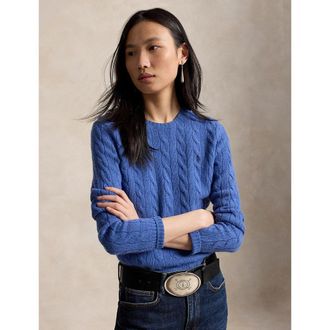 Ralph Lauren Kabeltrui met ronde hals, 80% wol, 20% kasjmier