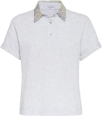 Brunello Cucinelli Light Grey Short Sleeve Shirt, Size X-Large