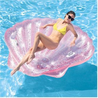 Intex Trade Shop - Materassino Isola Gonfiabile Conchiglia Glitter Pvc Mare Piscina 178x165cm