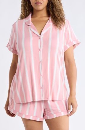 Nordstrom Moonlight Eco Short Pajamas in Pink- Ivory Riviera Stripe at Nordstrom, Size 3X