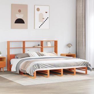 Berkfield Home Bookcase Bed without Mattress Wax Brown 180x200 cm Super King Solid Wood in White