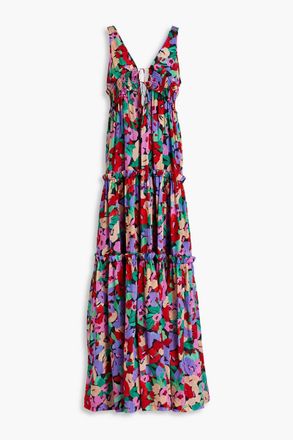 Nicholas Myla shirred floral-print cotton and silk-blend voile maxi dress - Multicolor - US 10