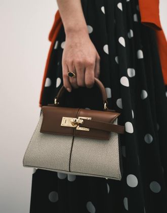 JW PEI Elise - Borsa in misto tela e similpelle PU con grande manico superiore-Neutro