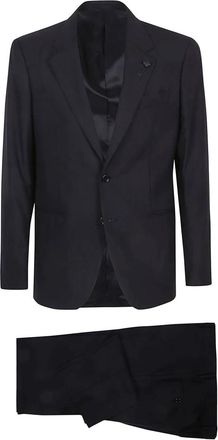 Lardini Single-breasted pak - Heren - Business pakken - Blauw - S - Leer - Kostuums