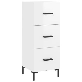 vidaXL Vidaxl - Aparador De Madera Contrachapada Blanco Brillante 34,5x34x90 Cm