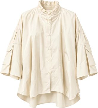Meimeij Oversized Blouse - Dames - Blouses - Beige - XS - Polyester - Overhemden