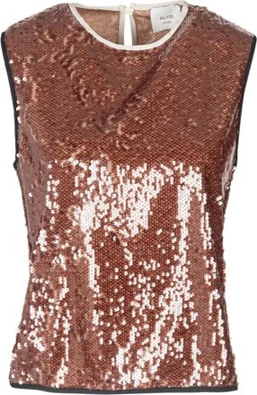 Alysi Top Girl Modieuze Blouse - Dames - Tops zonder mouwen - Bruin - XS - Tops