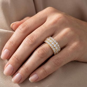 Pompeii3 2 3/4 Ct Diamond Anniversary Ring EX3 Lab Grown 14k Yellow Gold