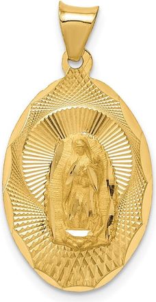 Diamond2Deal 14k Yellow Gold Diamond-cut Solid Our Lady Of Guadalupe Oval Pendant