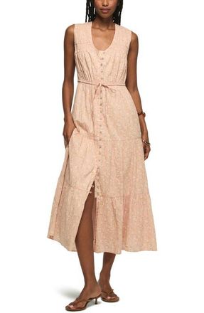 Lucky Brand Floral Print Tiered Midi Dress in Blush Floral at Nordstrom, Size X-Large
