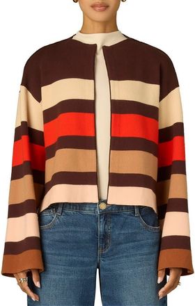 Wit & Wisdom Stripe Cardigan in Chocolate Truffle Multi at Nordstrom, Size X-Small