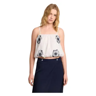 Kocca Sleeveless Tops, female, White, Size: XS Flowing Cropped Vest Top