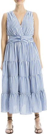 Max Studio Knotted Waist Tiered Maxi Dress