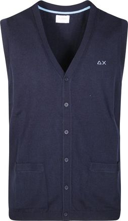 Sun 68 Gilet Basic - Heren - Spencers - Blauw - XL - Katoen - Truien & Vesten