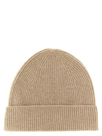 Ballantyne Cashmere Ribbed Beanie - Beige