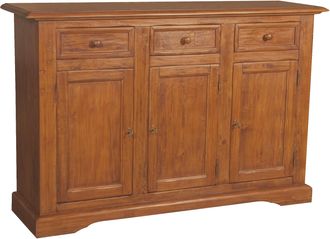 Biscottini International Biscottini - Alacena Country De Madera Maciza De Tilo Acabado Con Efecto Nogal 156x45x103 Cm