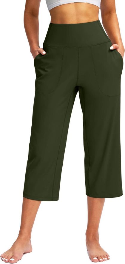 Woman Loose Wide Leg Cropped Pants High Waist Summer