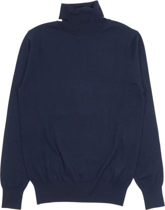 Aspesi Merinowollen coltrui - Heren - Coltruien - Blauw - XL - Wol - Truien & Vesten
