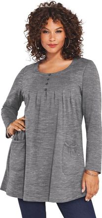 Roaman's Plus Size Two Pocket Long Sleeve Soft Knit Swing Tunic in Medium Heather Grey at Nordstrom, Size Large