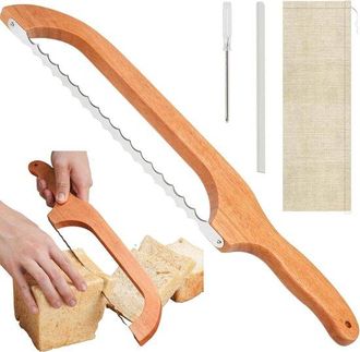 OEM Cortador De Pan De Madera Con Cuchilla Curva Y Herramienta De Corte Port&aacute;til: Ideal Para Panaderos Caseros