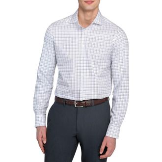 W.R.K Slim Fit Plaid Reworked Dress Shirt in White/Grey at Nordstrom, Size 15.5 - R