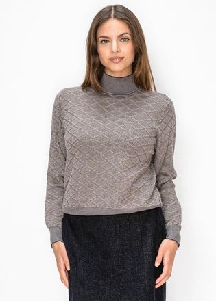 YAL New York Patterned Mock Neck Knit Top