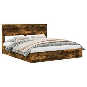 vidaXL Letto Con Contenitore Con Cassetto Rovere Fum&eacute; 180 X 200 Cm Vidaxl