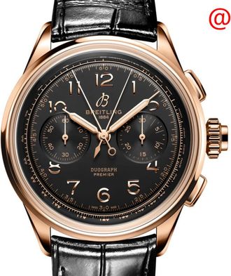 Breitling Premier B15 Duograph Chronograph Hand Wind Chronometer Black Dial Mens Watch RB1510251B1P1