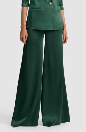 Alice & Olivia Nessi High Waist Wide Leg Pants in Green Mystique at Nordstrom Rack, Size 2