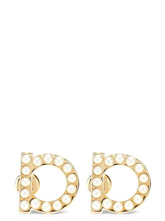 Ferragamo Golden Gancini Stud Earrings