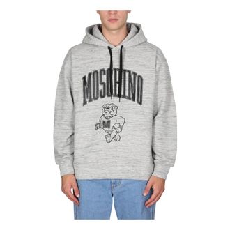 Moschino Hoodies, male, Gray, Size: S Logo Bandit Hoodie