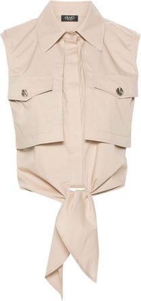 Liu Jo layered tie-fastening vest - women - Cotton - 48 - Neutrals