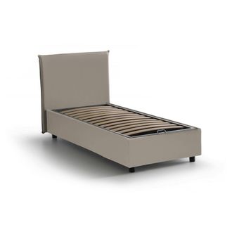Dmora Dmora - Cama Individual Dbae, Cama Contenedor Con Tapizado En Ecopiel, 100% Made In Italy, Apertura Frontal, Adecuado Para Colch&oacute;n Cm 90x190, T&oacute;rtola