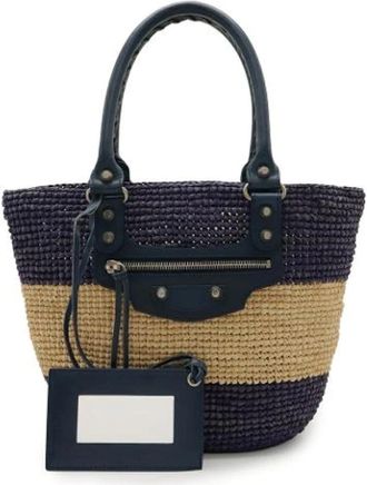 Balenciaga Pre-owned Handbags, female, Multicolor, Size: ONE SIZE Pre-owned Vintage Raffia Handbag