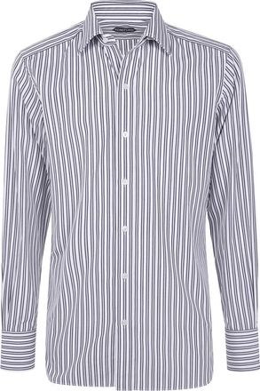 Tom Ford Alternate Stripe Slim Fit Shirt - Heren - Casual Overhemden - Veelkleurig - XL - Leer - Overhemden