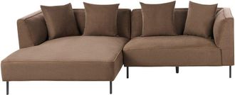 Beliani Sof&aacute; Esquinero Moderno De 3 Plazas Derecho Tapizado Con Reposabrazos Y Cojines Marr&oacute;n Sater
