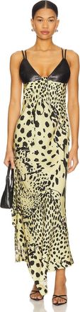 Nanushka Eleni Mixed-Media Dress In Cheetah/black