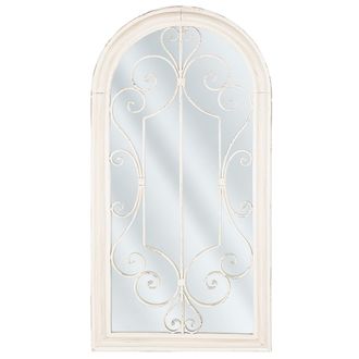 Beliani Beliani - Espejo De Pared Vintage De Metal Forma De Ventana Blanco Crema Efecto Envejecido Campel