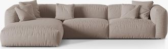 MICADONI Modulares 4-Sitzer Design Ecksofa Martina - Strukturstoff Beige dunkel