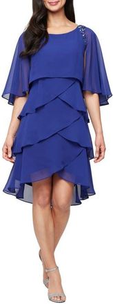 S.L. Fashions Beaded Tiered Chiffon Dress in Iris at Nordstrom, Size 16