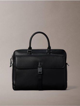 Calvin Klein Mens Emblem Logo Commuter Bag - Black