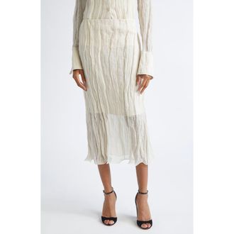 Brandon Maxwell The James Metallic Organza Straight Skirt in Oyster at Nordstrom Rack, Size 10