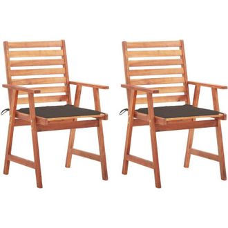 vidaXL Vidaxl - Sillas Comedor De Jard&iacute;n Y Cojines 2 Uds Madera Maciza Acacia